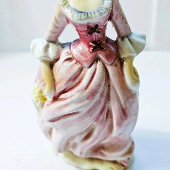 Vintage Porcelain Lady Figurine in Pink Dress 7.5" Tall Wales Made in Japan - Picture 3 of 6
